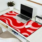 Modern Retro Liquid Swirl Fluid Abstract Bold Red and Pink Desk Mat Gallery Image 2
