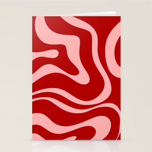 Modern Retro Liquid Swirl Fluid Abstract Bold Red and Pink Stationery Card Gallery Image 1