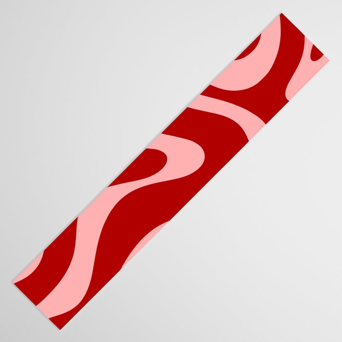 Modern Retro Liquid Swirl Fluid Abstract Bold Red and Pink Table Runner Gallery Image 3