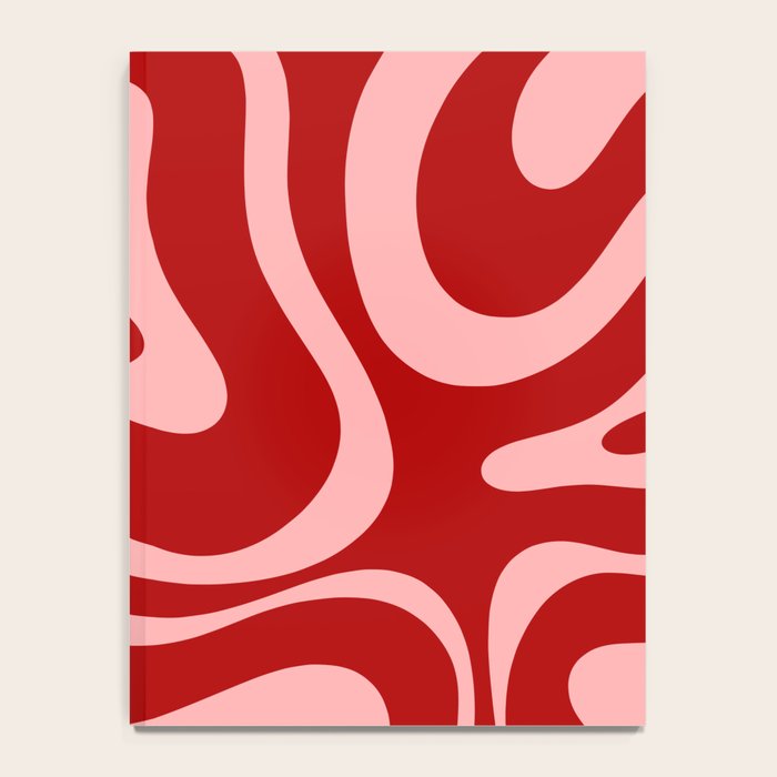Modern Retro Liquid Swirl Fluid Abstract Bold Red and Pink Notebook Gallery Image 4