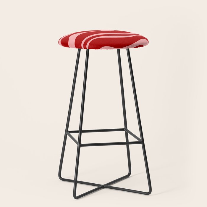 Modern Retro Liquid Swirl Fluid Abstract Bold Red and Pink Stool Gallery Image 1