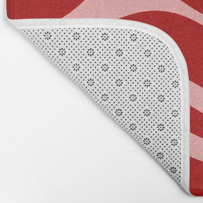 Modern Retro Liquid Swirl Fluid Abstract Bold Red and Pink Bath Mat Gallery Image 2