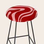 Modern Retro Liquid Swirl Fluid Abstract Bold Red and Pink Stool Gallery Image 2