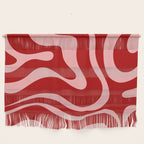 Modern Retro Liquid Swirl Fluid Abstract Bold Red and Pink Wall Hanging Gallery Image 1