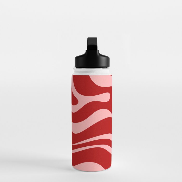 Modern Retro Liquid Swirl Fluid Abstract Bold Red and Pink Water Bottle Gallery Image 3