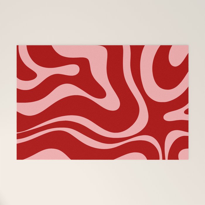 Modern Retro Liquid Swirl Fluid Abstract Bold Red and Pink Welcome Mat Gallery Image 1