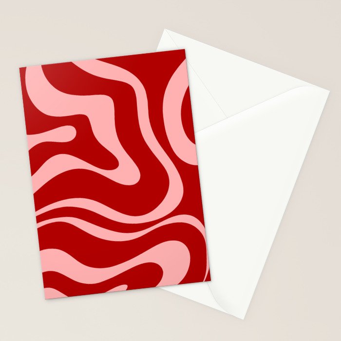 Modern Retro Liquid Swirl Fluid Abstract Bold Red and Pink Stationery Card Gallery Image 2