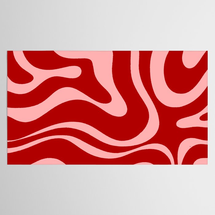 Modern Retro Liquid Swirl Fluid Abstract Bold Red and Pink Tablecloth Gallery Image 2