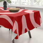 Modern Retro Liquid Swirl Fluid Abstract Bold Red and Pink Tablecloth Gallery Image 3