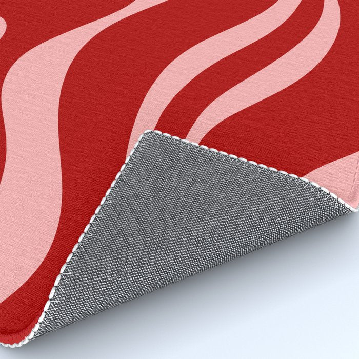 Modern Retro Liquid Swirl Fluid Abstract Bold Red and Pink Rug Gallery Image 4