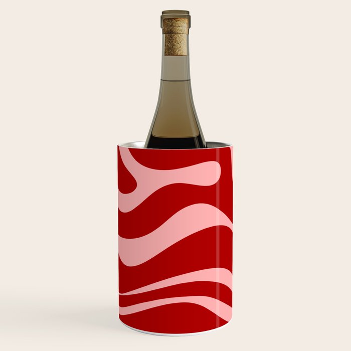 Modern Retro Liquid Swirl Fluid Abstract Bold Red and Pink Wine Chiller Gallery Image 2