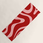 Modern Retro Liquid Swirl Fluid Abstract Bold Red and Pink Yoga Mat Gallery Image 1