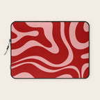 Modern Retro Liquid Swirl Fluid Abstract Bold Red and Pink Laptop Sleeve Gallery Image 1