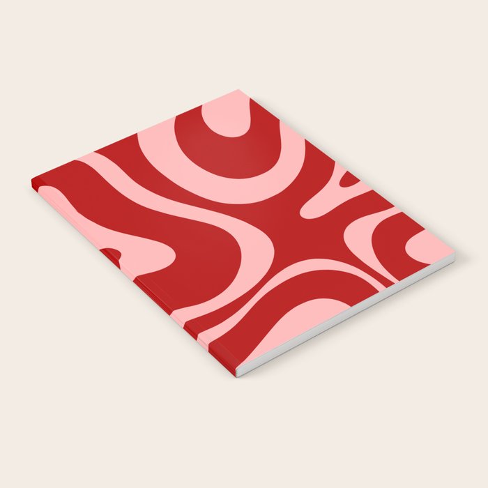 Modern Retro Liquid Swirl Fluid Abstract Bold Red and Pink Notebook Gallery Image 2