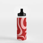 Modern Retro Liquid Swirl Fluid Abstract Bold Red and Pink Water Bottle Gallery Image 2
