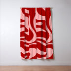 Modern Retro Liquid Swirl Fluid Abstract Bold Red and Pink Window Curtain Gallery Image 3