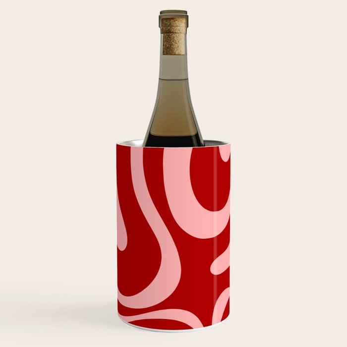 Modern Retro Liquid Swirl Fluid Abstract Bold Red and Pink Wine Chiller Gallery Image 3