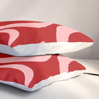 Modern Retro Liquid Swirl Fluid Abstract Bold Red and Pink Pillow Sham Gallery Image 3