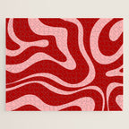 Modern Retro Liquid Swirl Fluid Abstract Bold Red and Pink Jigsaw Puzzle Gallery Image 1