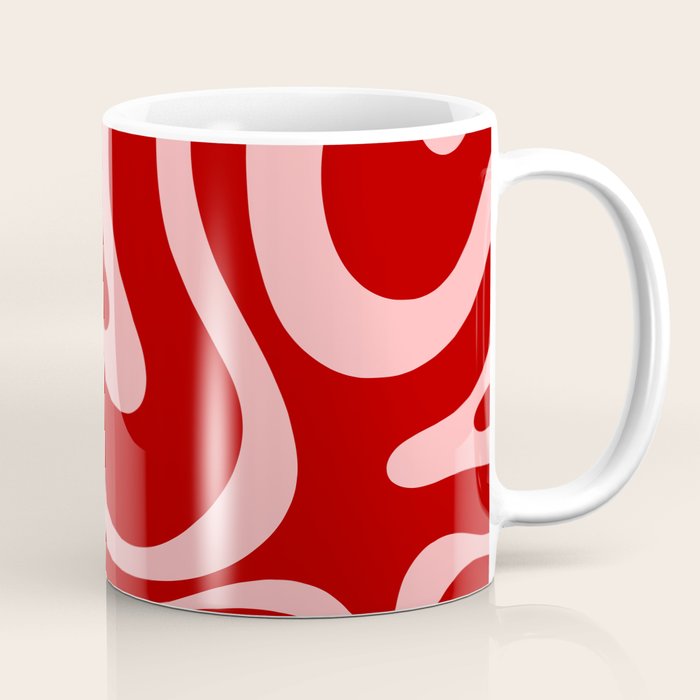 Modern Retro Liquid Swirl Fluid Abstract Bold Red and Pink Coffee Mug Gallery Image 1