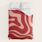 Modern Retro Liquid Swirl Fluid Abstract Bold Red and Pink Comforter Gallery Image 6