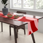 Modern Retro Liquid Swirl Fluid Abstract Bold Red and Pink Table Runner Gallery Image 2
