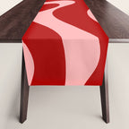 Modern Retro Liquid Swirl Fluid Abstract Bold Red and Pink Table Runner Gallery Image 1