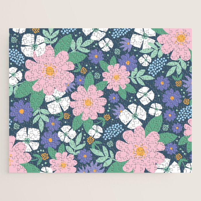 Pink and violet florals Jigsaw Puzzle Gallery Image 1