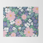 Pink and violet florals Throw Blanket Gallery Image 2