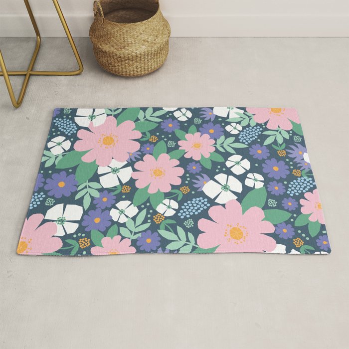 Pink and violet florals Rug Gallery Image 1