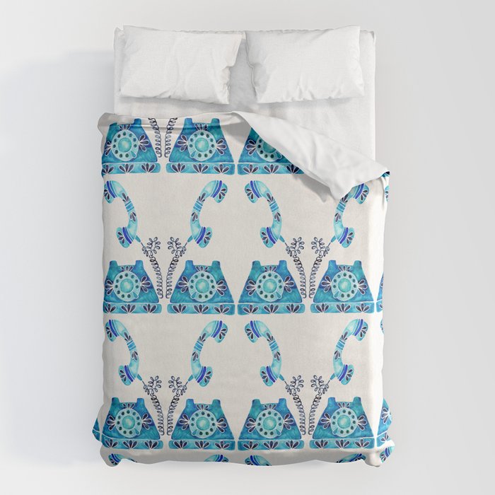 Vintage Rotary Phone - Blue Raspberry Duvet Cover Gallery Image 1