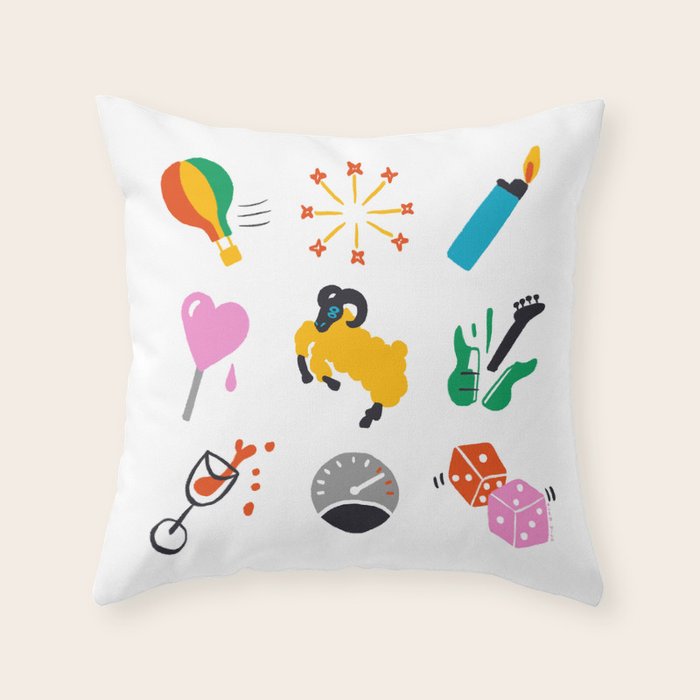 Aries Emoji Throw Pillow Gallery Image 6