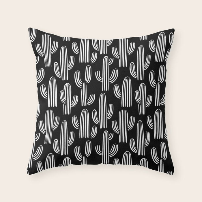 Cactus plant doodle art pattern Throw Pillow Gallery Image 6