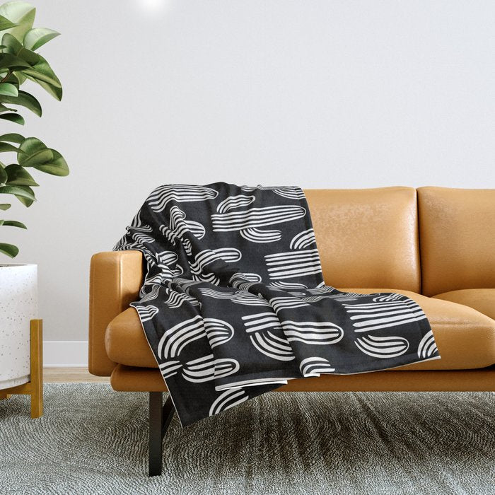 Cactus plant doodle art pattern Throw Blanket Gallery Image 1