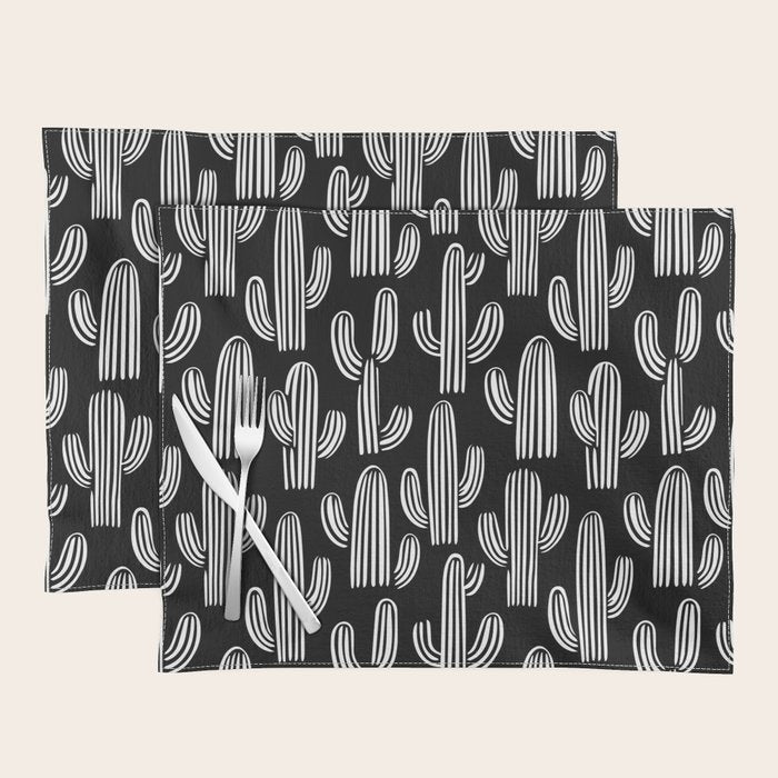Cactus plant doodle art pattern Placemat Gallery Image 1