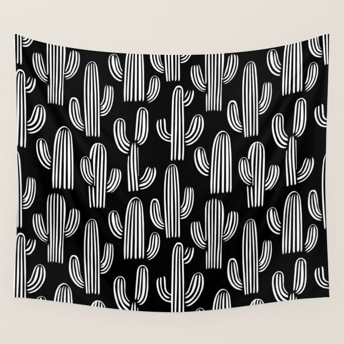 Cactus plant doodle art pattern Wall Tapestry Gallery Image 4