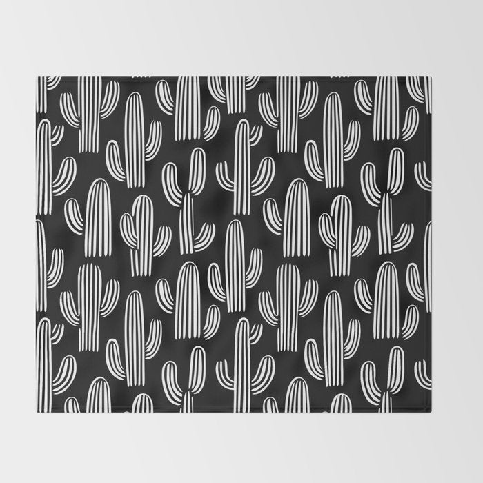 Cactus plant doodle art pattern Throw Blanket Gallery Image 2