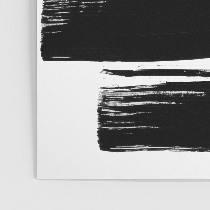 Stripes Black & White Minimalist Abstract Mid century Ink Art Dark Brush Strokes Poster Gallery Image 3