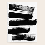 Stripes Black & White Minimalist Abstract Mid century Ink Art Dark Brush Strokes Poster Gallery Image 4