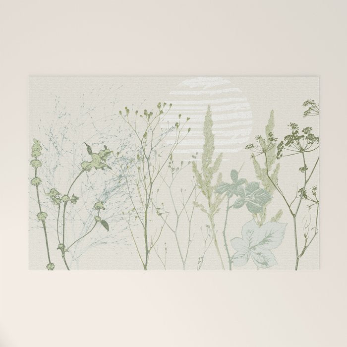 Wild Meadow Plant based calming atmosphere natural green Welcome Mat Gallery Image 1