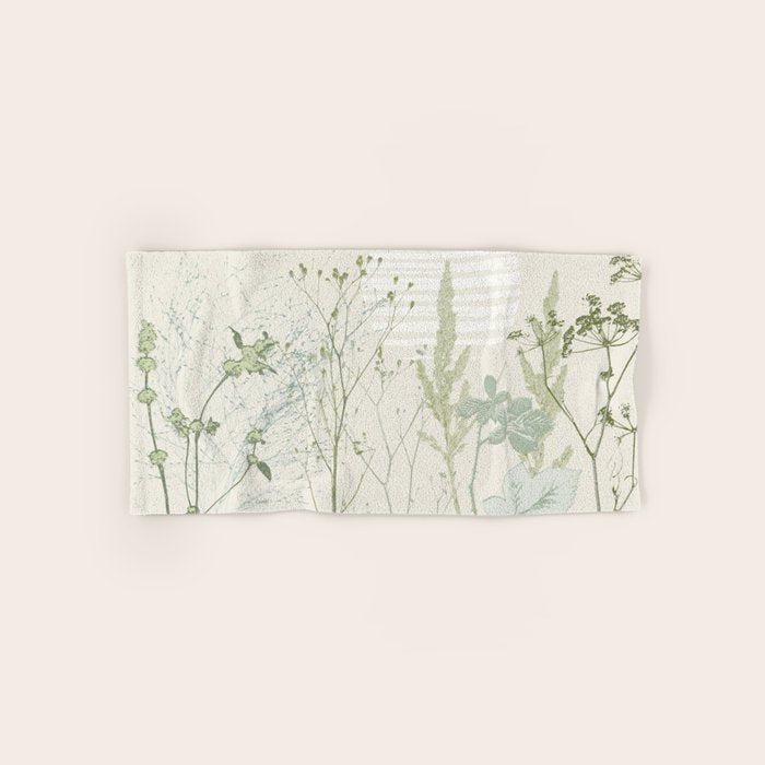 Wild Meadow Plant based calming atmosphere natural green Bath Towel Gallery Image 1