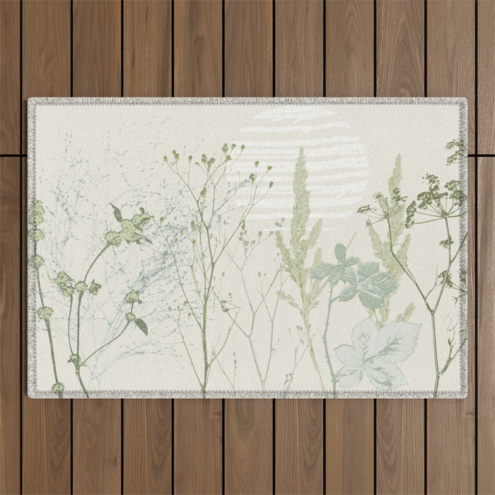 Wild Meadow Plant based calming atmosphere natural green Outdoor Rug Gallery Image 1