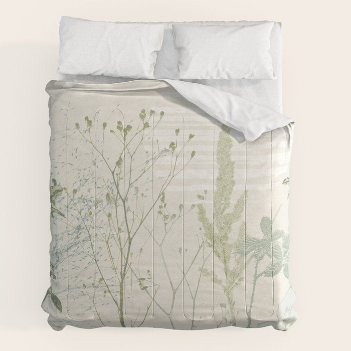 Wild Meadow Plant based calming atmosphere natural green Comforter Gallery Image 2