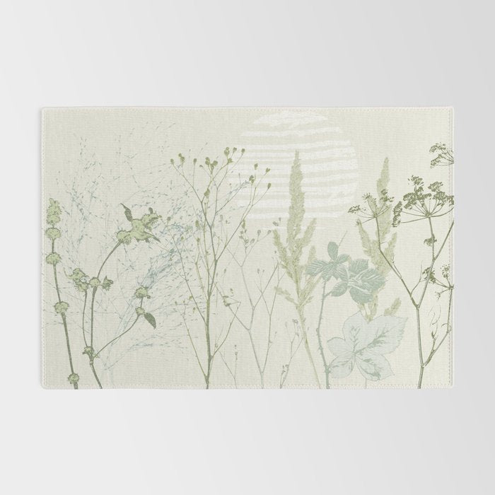 Wild Meadow Plant based calming atmosphere natural green Rug Gallery Image 2