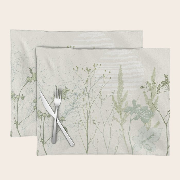 Wild Meadow Plant based calming atmosphere natural green Placemat Gallery Image 1
