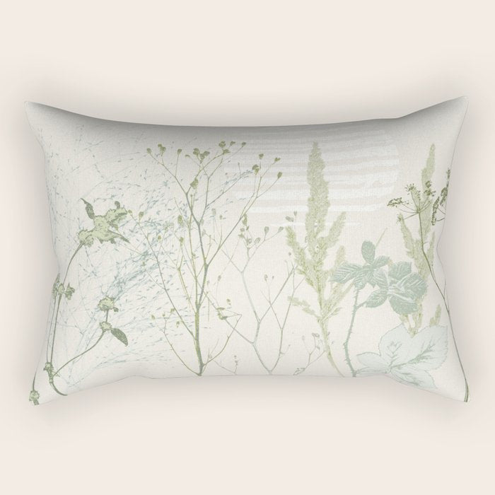 Wild Meadow Plant based calming atmosphere natural green Rectangular Pillow Gallery Image 1