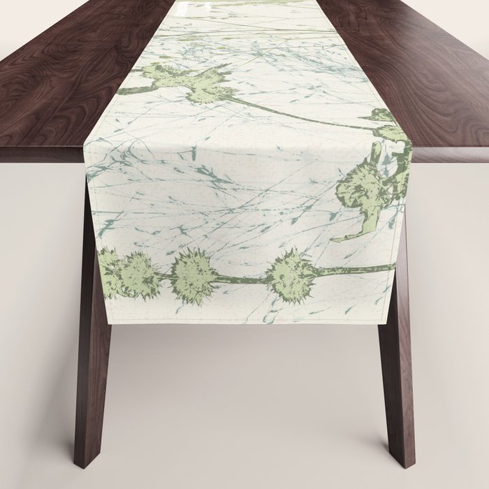 Wild Meadow Plant based calming atmosphere natural green Table Runner Gallery Image 1