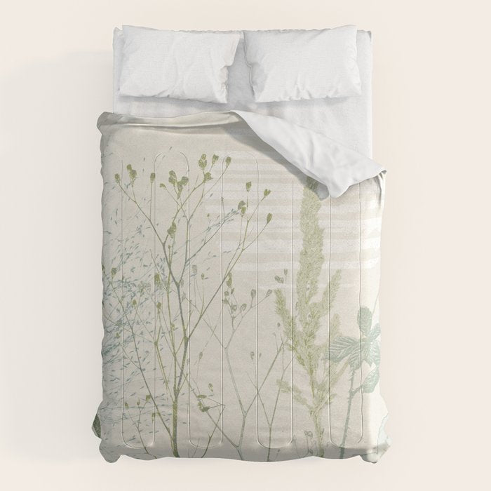 Wild Meadow Plant based calming atmosphere natural green Comforter Gallery Image 6