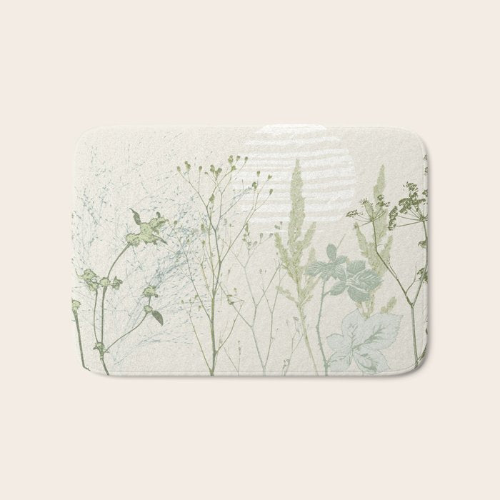 Wild Meadow Plant based calming atmosphere natural green Bath Mat Gallery Image 1