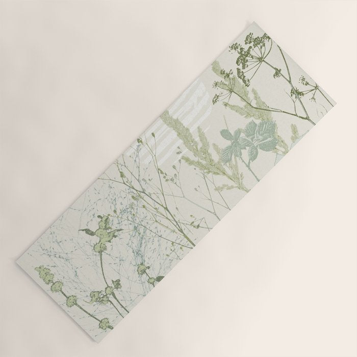Wild Meadow Plant based calming atmosphere natural green Yoga Mat Gallery Image 1
